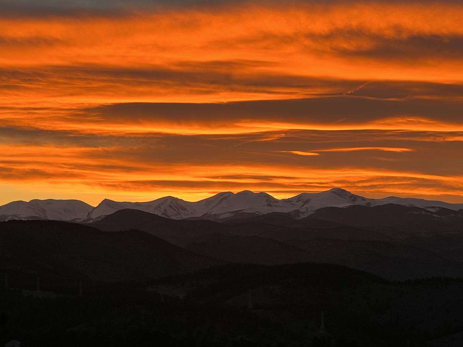 Sunset over the Continental Divide from the property